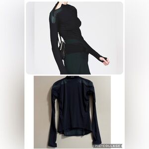 Johanna Parv Designer Sz S Long Sleeve Shoulder Zip Top Silicone Dots Black Lime